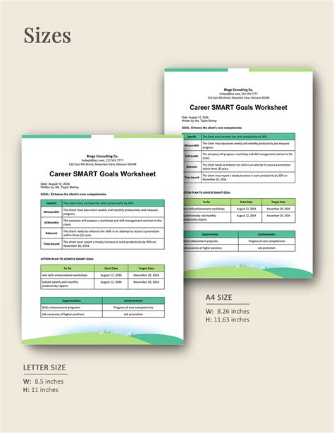 Career Smart Goals Worksheet Template in PDF, PowerPoint, Word, Excel ...