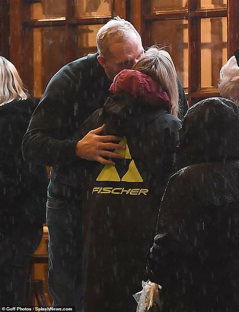 James Haskell Kisses Mystery Blonde On The Cheek As He Leaves The Theatre On Tour With Mike