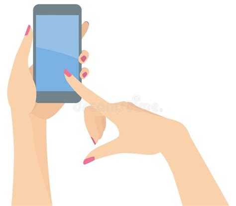 Woman Hands Holding And Pointing At A Smart Phone Stock Vector