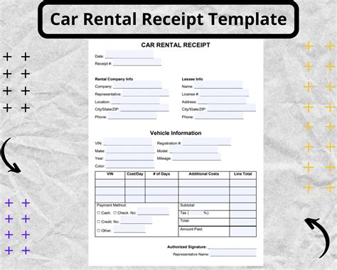 Car Rental Receipt Car Rental Receipt Template Car Rental Receipt Form