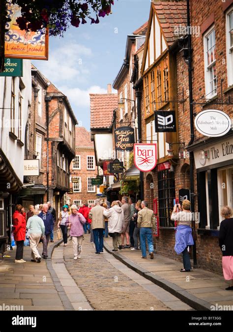 The Shambles York Uk Ancient Medieval Cobbled Street And Shops