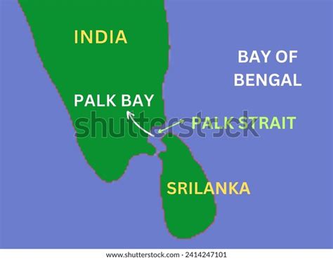 Palk Strait Isolated On World Map Stock Vector (Royalty Free ...