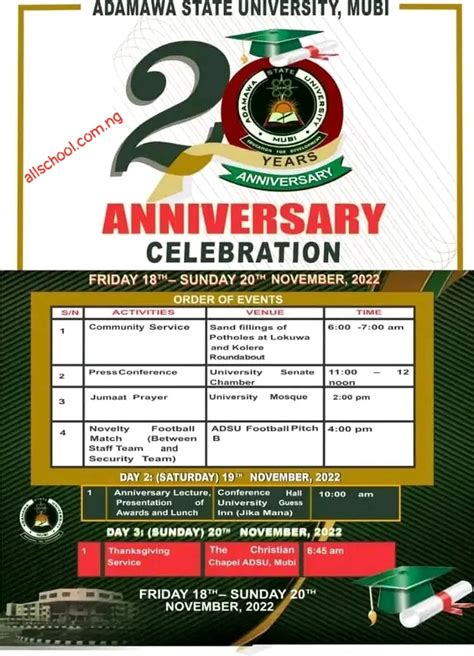 Adsu Order Of Events For Its 20th Anniversary Celebration