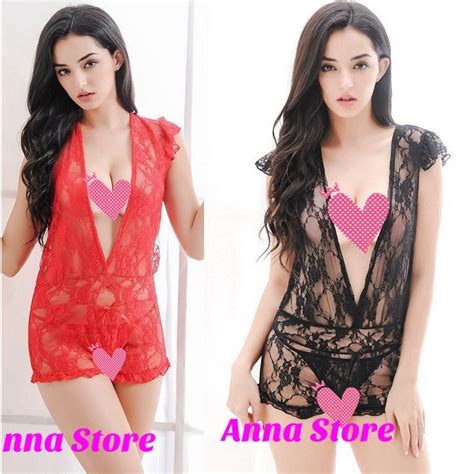 READY STOCK Anna Lingerie Sexy Lace Deep V Sexy Teddy Sexy Lingerie 2 Colors Shopee Malaysia