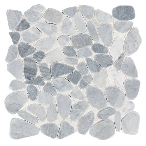 Blue Celeste Thassos Bianco Pebble Mosaic - 11 x 11 - 100612019 | Floor ...