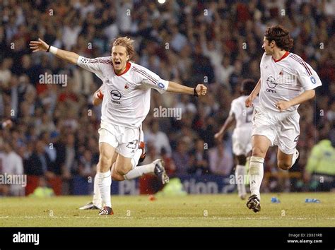 Massimo Ambrosini Left Of Ac Milan Celebrates His Sides Victory Over