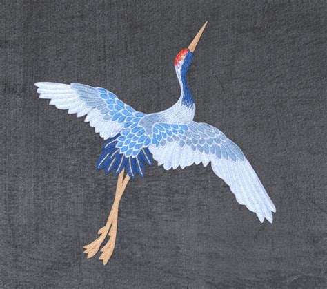 Embroidery Red Crowned Crane Sew On Appliquespatches For Etsy