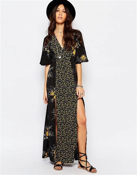 Band Of Gypsies Maxi Dress In Mixed Floral Print At Gypsy