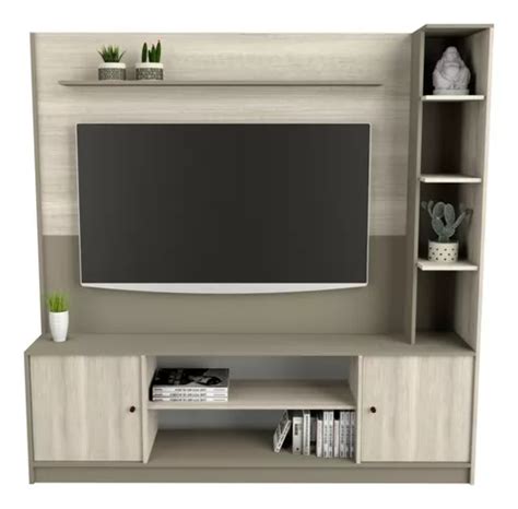 Rack Con Panel Table S Para Tv Hasta Nevado Gris De Melamina