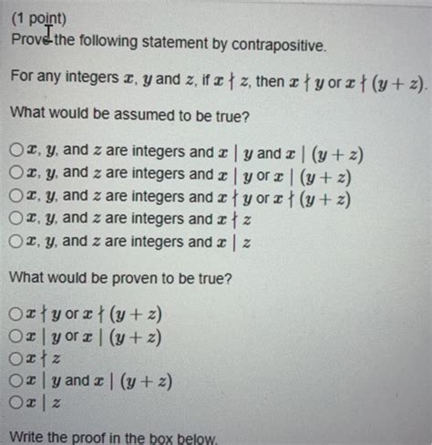 Solved 1 Point Prove The Following Statement By