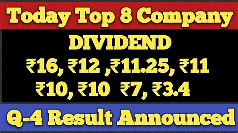 आज Top 8 Dividend Declared Best Dividend shares sharemarket