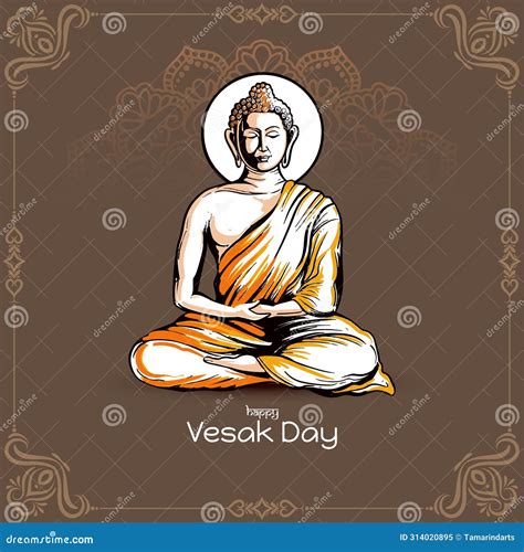 Happy Vesak Day Or Mahavir Jayanti Background With Lord Buddha Vector