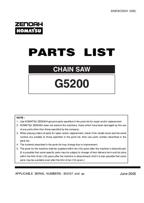 Zenoah G5200 User Manual