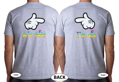LGBT Gay Beast And Beauty Rainbow Colors Im His Hes Mine Mickey Mouse Hand Married With Mickey