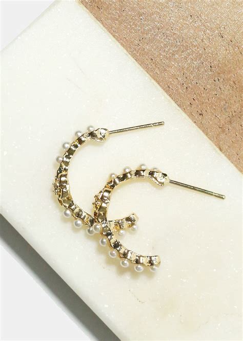 Pearl Half Hoop Earrings Shop Miss A