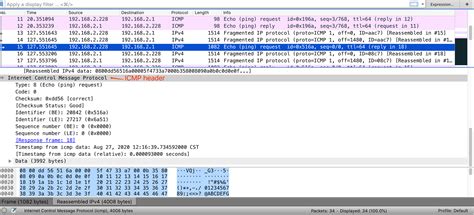 wireshark - When I send the ICMP packet with 4000B, but the IPv4 ...