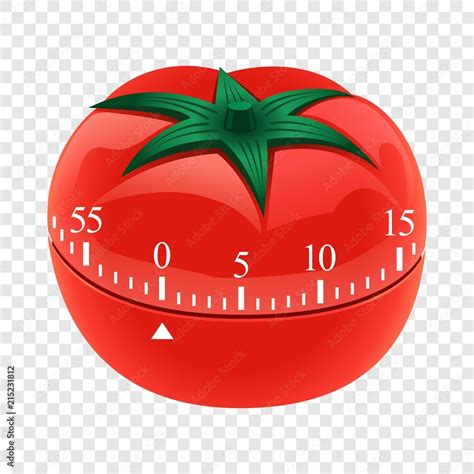 Tomato timer mockup. Realistic illustration of tomato timer vector mockup for on transparent ...