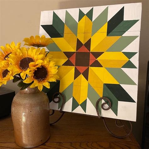 Sunflower Barn Quilt On Wood Etsy Painted Barn Quilts Barn Quilt