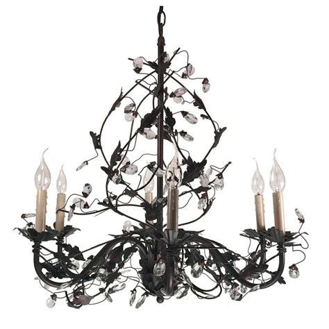 Bel Air Lighting Iron Leaf 6 Light Rubbed Oil Bronze Chandelier With