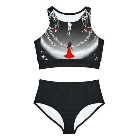 Active Beachwear Sporty Patterned Bikini Set AOP Trendy Athletic Swimsuit Chic Athleisure