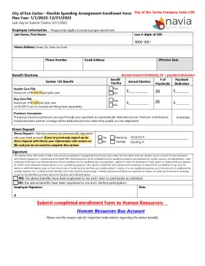 Fillable Online City Of San Carlos Flexible Spending Arrangement