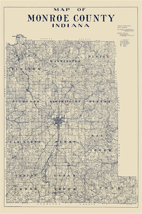 1920 Farm Line Map Of Monroe County Indiana Etsy