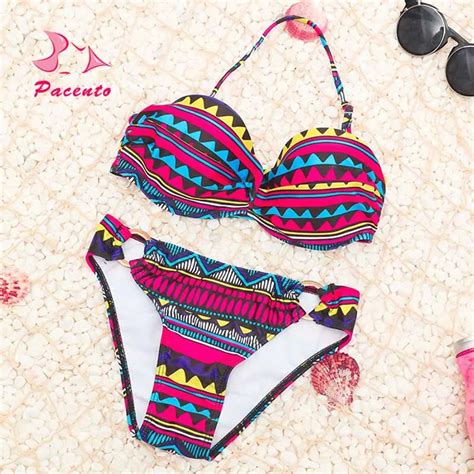 Pacent High Waist Bikini Brazilian Print Women S Swimsuit Push Up Plus Size Swimwear Female