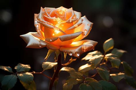 Premium Photo | Glowing radiance illuminated rose blossom rose photos