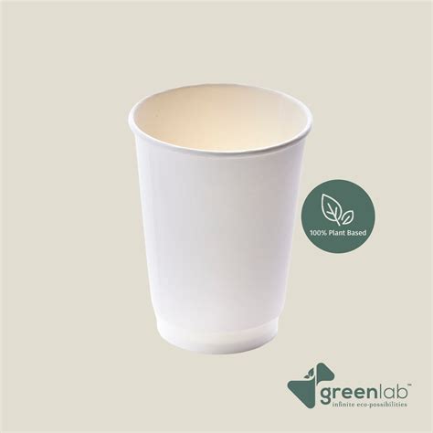 Compostable Double Wall Hot Paper Cup White Oz Green Lab