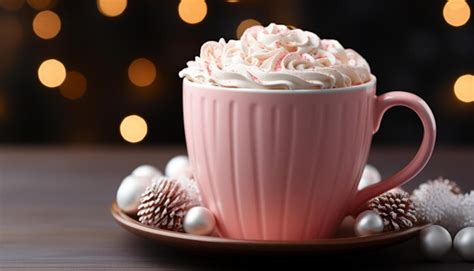 Premium AI Image Hot Chocolate With Marshmallow On A Wooden Table Generated By AI