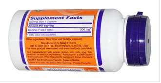 Таурин 500 мг | Taurine | Now foods, 100 капс