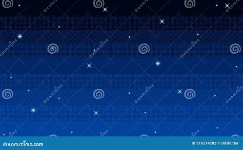 Pixel Art Night Sky With Stars Starry Sky Seamless Background Vector