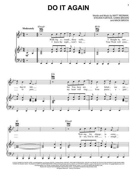 Elevation Worship "Do It Again" Sheet Music for Piano, Vocal & Guitar ...