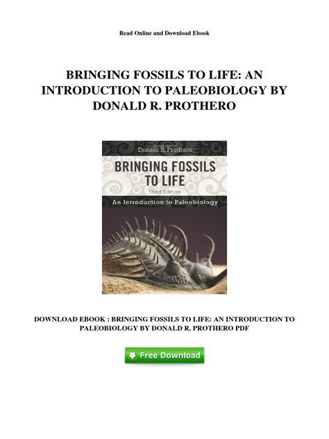 Bringing Fossils To Life An Introduction To Paleobiology By Donald R Prothero Pdf