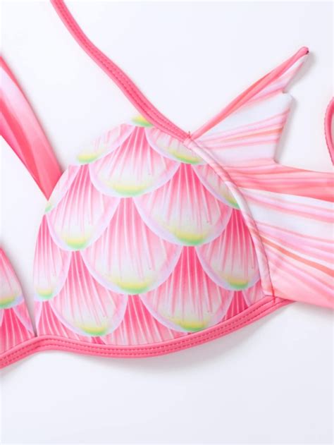 Ba Ador Bikini De Ombr Con Estampado De Escamas De Pescado Cola Sirena