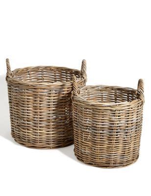 Kubu Rattan Set Of 2 Round Baskets M S Rattan Bathroom Basket