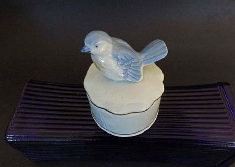 Vintage Candle And Candle Holder Bird Decor Blue Bird Figurine