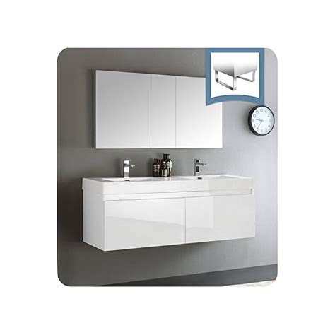 Buy Fresca Mezzo White Wall Hung Double Sink Modern Bathroom Vanity