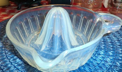 Depression Era Pearl Opalescent Fry Glass Reamer Or Juicer 1797338245