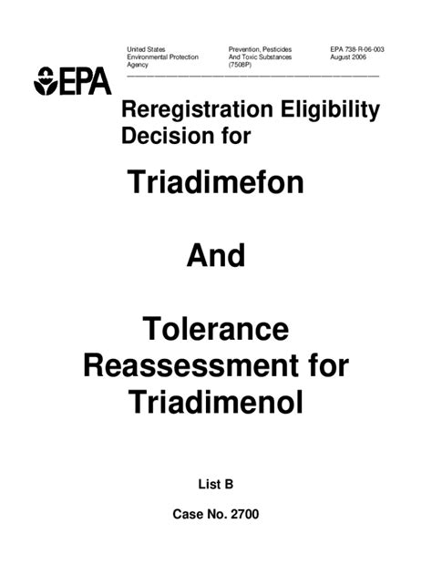 Fillable Online Us Epa Pesticides Reregistration Eligibility