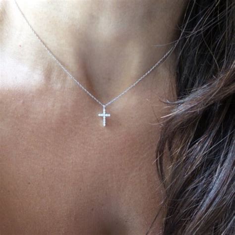 Small Cross Necklace Cross Necklace Diamond Cz Cross Etsy