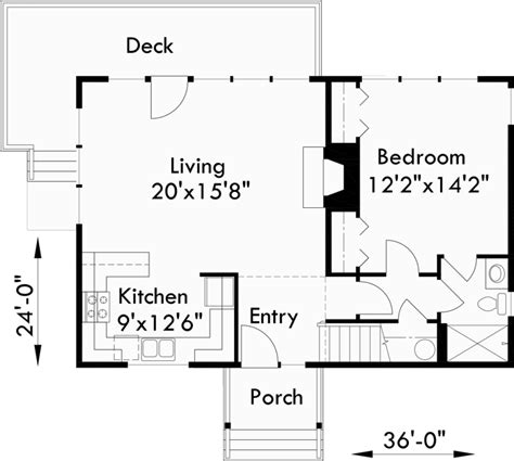 2 Bedroom House Plans, Small House Plans, One Bed, Cottages, Floor ...