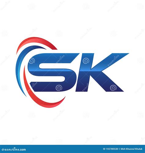 Logotipo Swoosh De Sk De La Letra Inicial Rojo Y Azul Ilustración Del