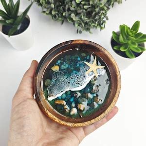 Resin Trinket Dish Ocean Themed Nightstand Bowl For Ring Ocean Jewelry