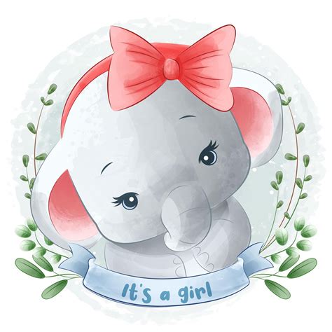 Cute Baby Shower Elephant Clip Art