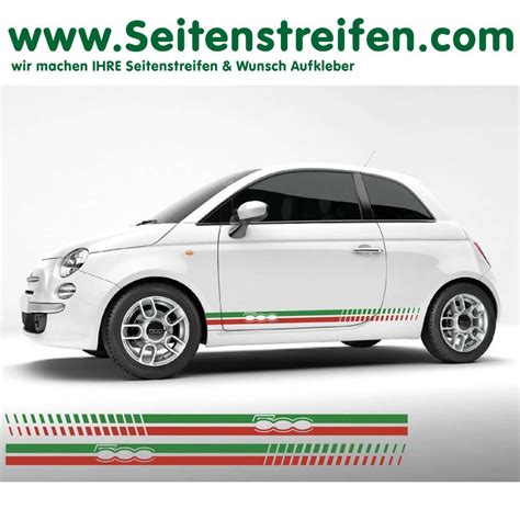 Fiat 500 Italia Italy Evo Seitenstreifen Aufkleber Dekor Set Art Nr