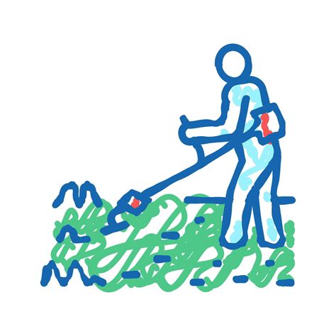 gardener cutting lawn grass icon doodle illustration 62460309 Vector