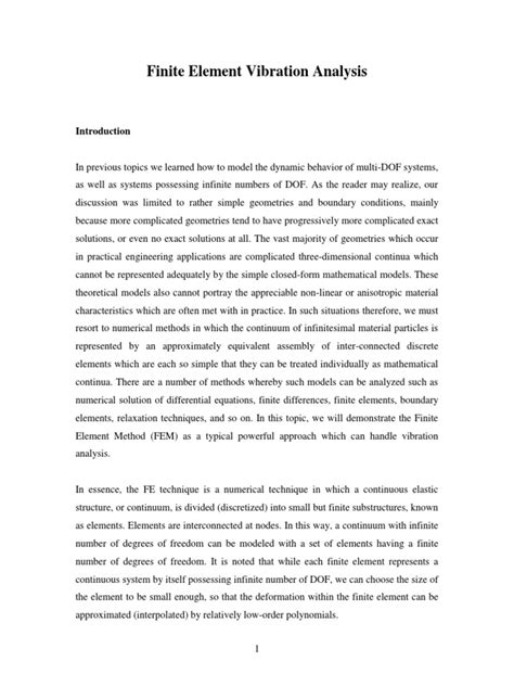 Vibration Analysis | PDF | Finite Element Method | Matrix (Mathematics) 