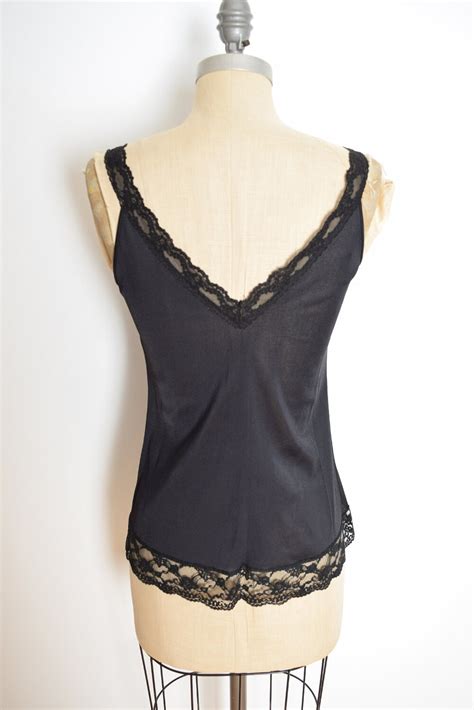 Vintage S Lingerie Top Black Lace Pink Ribbon Bow Princess Etsy