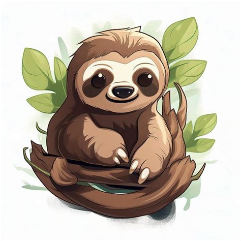 Premium AI Image | a cartoon of a sloth that is sitting on a tree